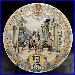 French Faience Sarreguemines Composer Music Plates Set of 5 1880 Antique s-2I