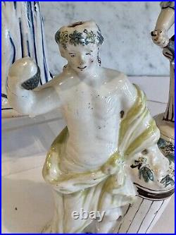 French Faience Tin Glazed Hand painted lot of 3 Four Season Figures 19th C