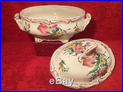 French Faience Tureen Flower Bouquet Vintage French Floral Lidded Tureen, ff627