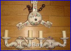 French Faience de Strasbourg Chandelier pendant with pair sconces wall lights