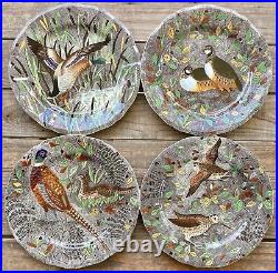 French GIEN Service Rambouillet 4 Dinner Plates Hunting J Bertholle LOT A