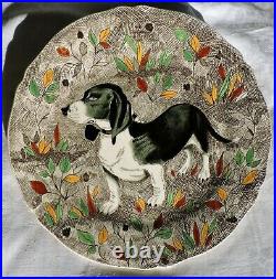 French GIEN Service Rambouillet Dessert / Lunch Plate Hunting Basset