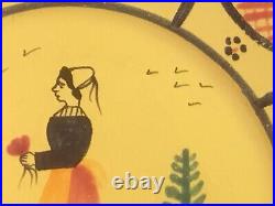 French HB Quimper Soleil Yellow Woman 10 inch Octagonal Plate Hand Painted