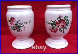 French Hand Painted Faience STRASBOURG Pair Urn Vase Late 19th C