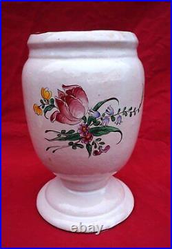 French Hand Painted Faience STRASBOURG Pair Urn Vase Late 19th C