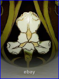 French Keller & Guerin Iris Vase, Antique Faience Art Nouveau Luneville
