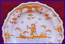 French MOUSTIERS J Olerys Antique Grotesque Leaves Faience Plate 19th C