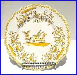 French Moustiers Faience Grotesque Floral Griffin Yellow Wall Plate Antique 1