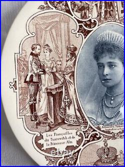 French Plates Sarreguemines russian Nicolas II Alexandra Federowna Tzar /B