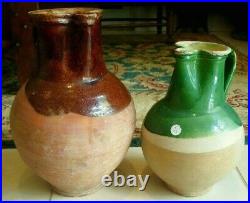 French Terracotta Pot Å Confit Antique Earthenware Vessel Faience Ceramic Jug