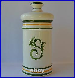 French Vintage Apothecary Pharmacy Jar Clamecy Roger Colas Faience Cera Alba