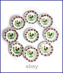 French antique 1900 Choisy le roi rooster / cockerel /Coq Plates 7/18cms x 9