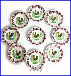 French antique 1900 Choisy le roi rooster / cockerel /Coq Plates 7/18cms x 9