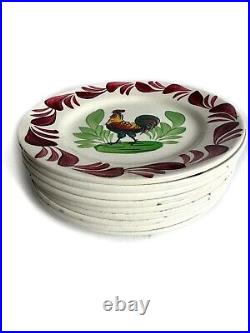 French antique 1900 Choisy le roi rooster / cockerel /Coq Plates 7/18cms x 9