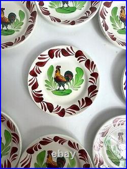 French antique 1900 Choisy le roi rooster / cockerel /Coq Plates 7/18cms x 9