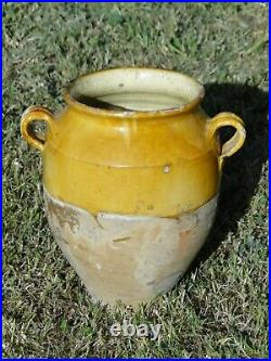 French antique art Pottery pot a confit Redware faience yellowware