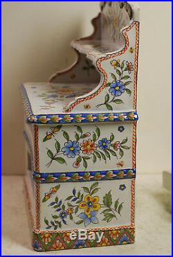 French faience bureau, late 19th century, large & heavy, signed, very colorful