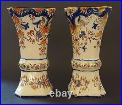 French faience vintage Victorian antique pair of vases