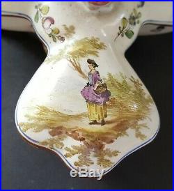 French faience vintage pre Victorian antique armorial salt condiment bowl A