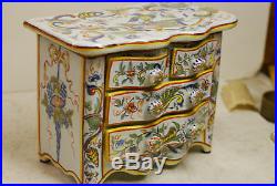 French porcelain faience bureau, late 19th cent. 4 drawers (some damage) signed