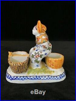 GEORGE MARTEL Seated Lady SALT Antique French DESVRES Faience c1910 Whimsical