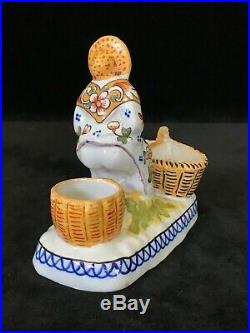 GEORGE MARTEL Seated Lady SALT Antique French DESVRES Faience c1910 Whimsical