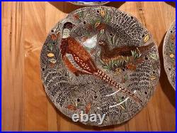 GIEN French Rambouillet Dinner Plate Set Set of 4, Bird Hunting Scenes