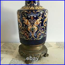 GIEN Model Renaissance Antique Lamp Oil Oil Faience 19th