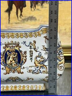 Gien French Faience 9 1/2 x 14 Renaissance Fond Blanc rectangular pillow vase