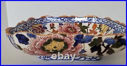 Gien French Faience Peonies 9.25 SQUARE 3 Tall HANGING BOWL Vintage