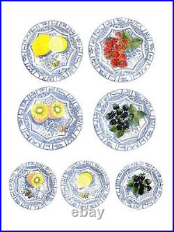 Gien Oiseau Bleu (4)Salad/Dessert 8 3/4 & (3) Canape Plates 6 1/2 Set of 7