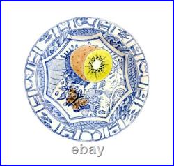 Gien Oiseau Bleu (4)Salad/Dessert 8 3/4 & (3) Canape Plates 6 1/2 Set of 7