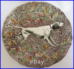 Gien Rambouillet Hunting Dog Plate Handpainted Pointer Luncheon Plate 9