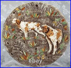 Gien Rambouillet Hunting Dog Plate Handpainted Spaniels Luncheon Plate 9