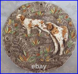 Gien Rambouillet Hunting Dog Plate Handpainted Spaniels Luncheon Plate 9