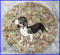 Gien Rambouillet Hunting Dog Plate Platter Handpainted Bassett Luncheon Plate 9