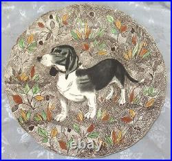 Gien Rambouillet Hunting Dog Plate Platter Handpainted Bassett Luncheon Plate 9