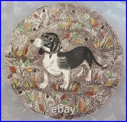 Gien Rambouillet Hunting Dog Plate Platter Handpainted Bassett Luncheon Plate 9