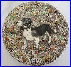 Gien Rambouillet Hunting Dog Plate Platter Handpainted Bassett Luncheon Plate 9