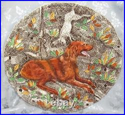 Gien Rambouillet Hunting Dog Plate Platter Handpainted Setter Luncheon Plate 9