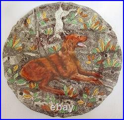 Gien Rambouillet Hunting Dog Plate Platter Handpainted Setter Luncheon Plate 9