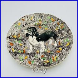 Gien Rambouillet Hunting Dog Plate Platter Peint Main Bassett Luncheon Plate 9