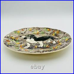 Gien Rambouillet Hunting Dog Plate Platter Peint Main Bassett Luncheon Plate 9