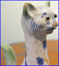Gorgeous Antique French Faience Galle Style Cat Statue 19th Century