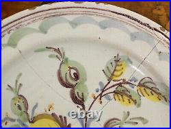 Gorgeous Antique French Faience Huge Plate Or Bowl 16th 17th Century Tin Glaze