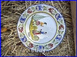 HB Henriot Quimper France 10 Wall Plate Flowers Vintage