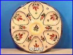 HB Quimper Hand Painted Majolica Faience Oyster Plate