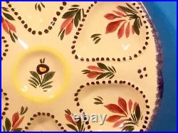 HB Quimper Hand Painted Majolica Faience Oyster Plate