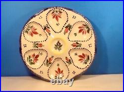 HB Quimper Hand Painted Majolica Faience Oyster Plate