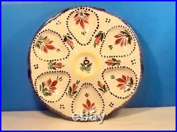 HB Quimper Hand Painted Majolica Faience Oyster Plate